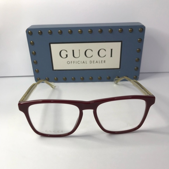 Gucci Men GG0561ON 003 Red CRYSTAL Rectangle/Square Eyeglasses - Picture 3 of 15